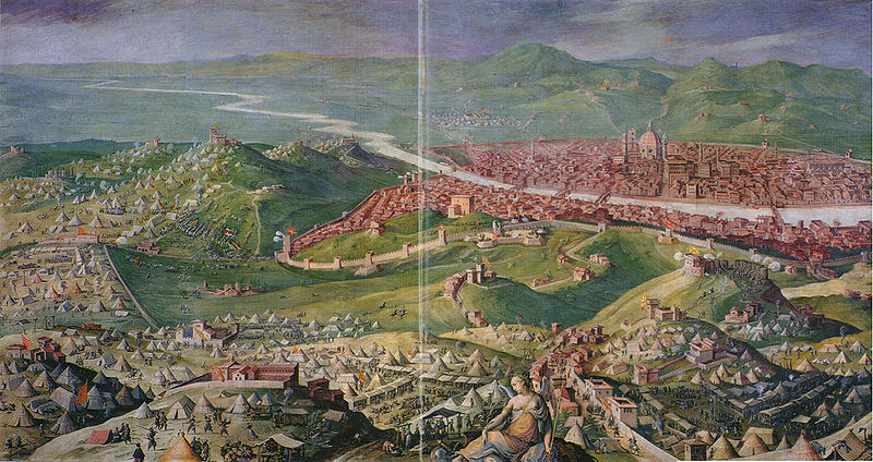 Siege of Florence, 1530, by Giorgio Vasari (1511-1574) painted in 1558, Palazzo Vecchio Sala du Clemente VII.